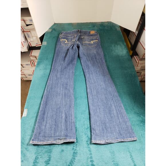 American Eagle Jeans Size 6 Womens Blue Stretch Mid Rise Boho Artist Flared - Picture 10 of 13